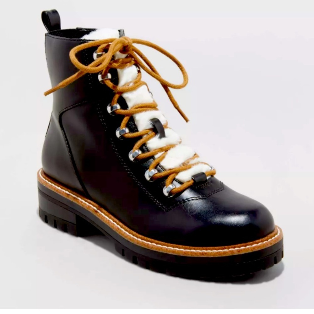 Black winter boots, A New Day Black Lace up Faux Fur Winter boots